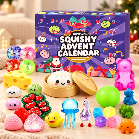 Dumpling squishy Advent calendar in a cozy setting