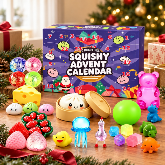 Dumpling squishy Advent calendar holiday gifting scene